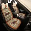 Cartoon Retro Checkered Puppy Design Universal Car Seat Cushion Four Seasons Auto Seat Covers Comfortable Soft Material