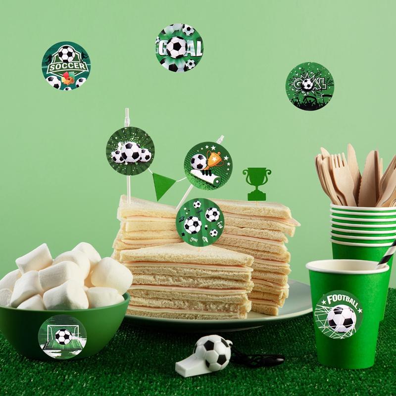 500pcs Green Soccer Stickers Football Themed Paper Sticker for Boys Birthday Baby Shower Party Decor Supplies Sports Decor