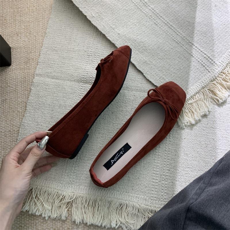 2025 spring and autumn new evening bow flat-bottomed one-pedal French single shoes soft-soled grandma shoes gentle women