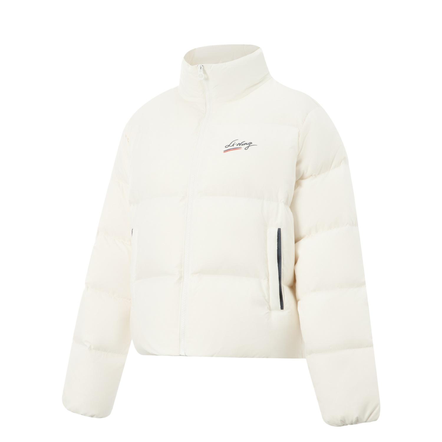 

Пуховик женский Li Ning Sports Lifestyle Series с воротником-стойкой, логотипом и надписью, верхняя одежда AYMV236-1 M