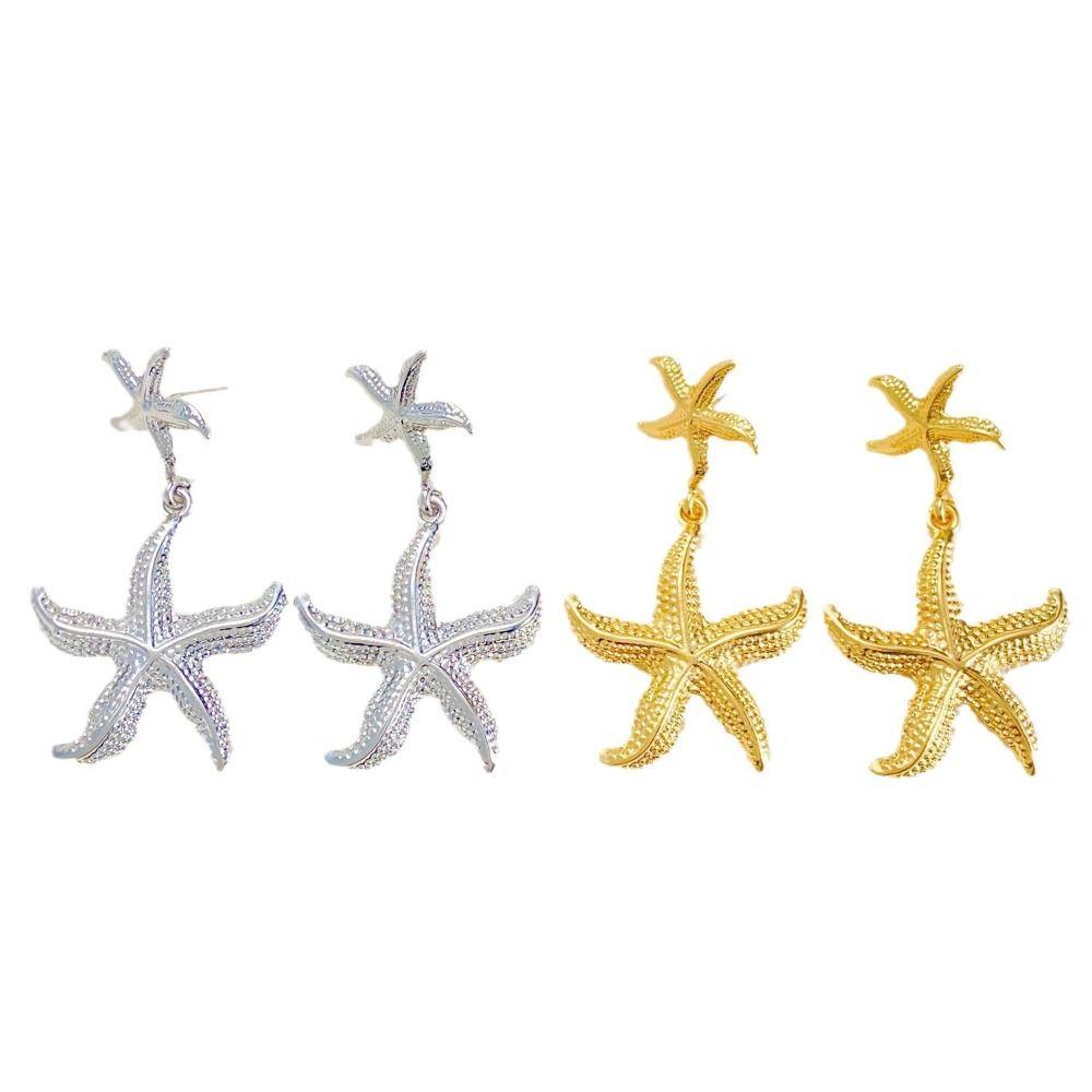 Exaggerated Starfish Stud Earrings Golden Starfish Drop Earrings Starfish Dangle Earrings  Party