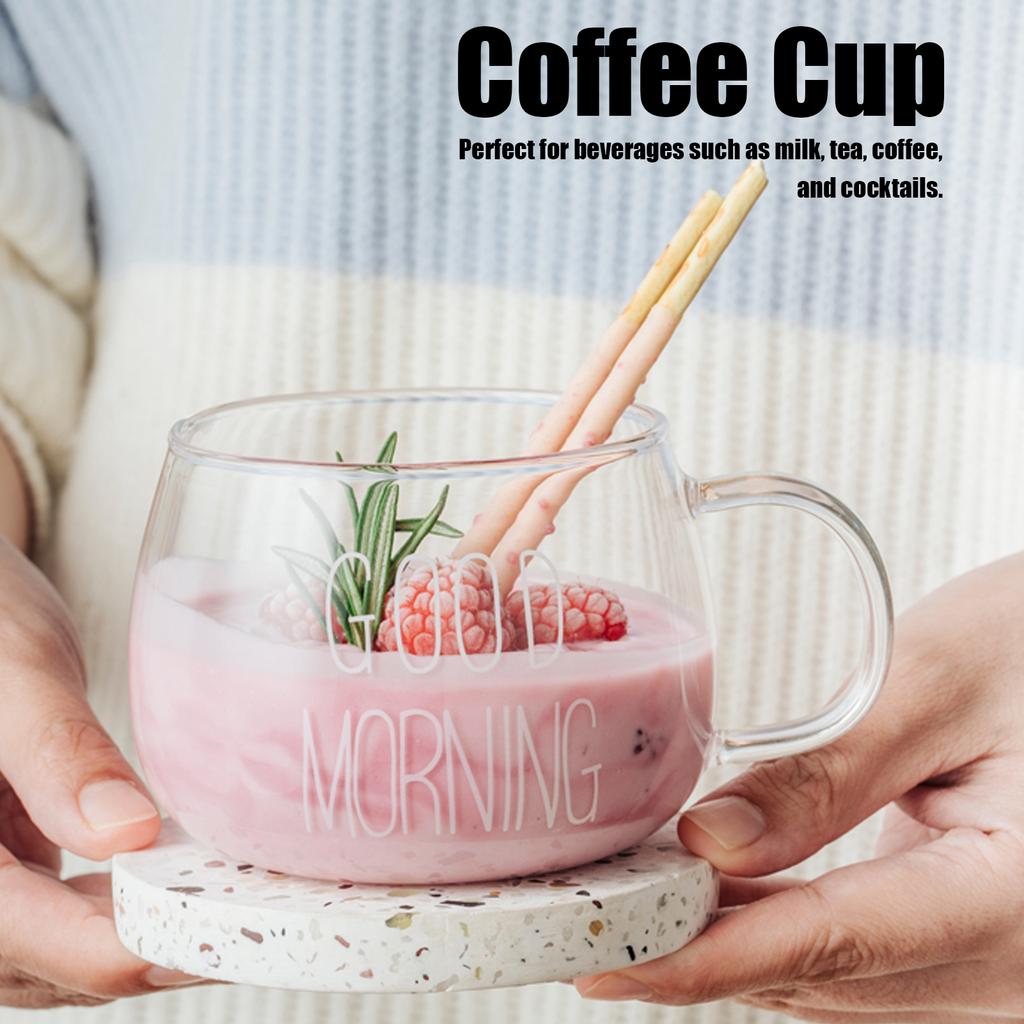 Coffee Cup Transparent Borosilicate Glass Mug with Handle for Milk Tea Cocktail Beverage