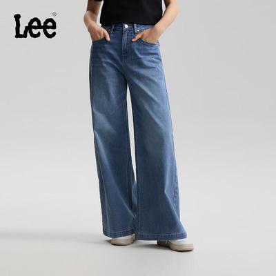 Women's 2026 S/S Loose Wide-Leg Mid-Blue Five-Pocket Jeans