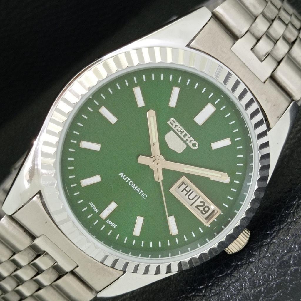 MENS VINTAGE REFURBISHED SEIKO 5 AUTOMATIC JAPAN GREEN DIAL WATCH A440601-9 Sk-a440601-1