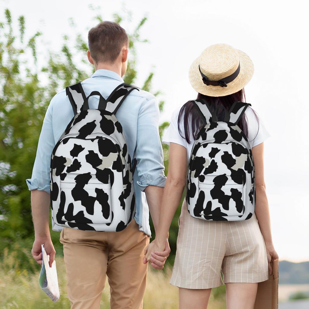 Chic Snow Leopard Print Backpack for Men Women Cool Student Hiking Travel Daypack  Laptop Canvas Bags Outdoor