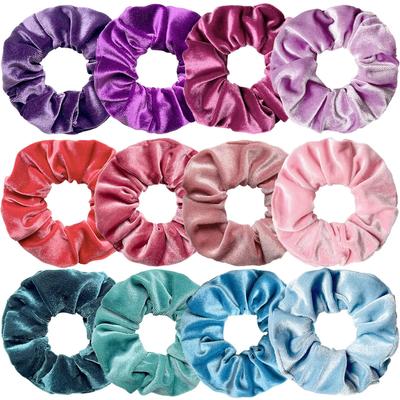 12 Stück Vintage Samt Elastische Haarbänder Bunte Scrunchies für Frauen Mädchen Pferdeschwanzhalter Haargummis Koreanische Haaraccessoires