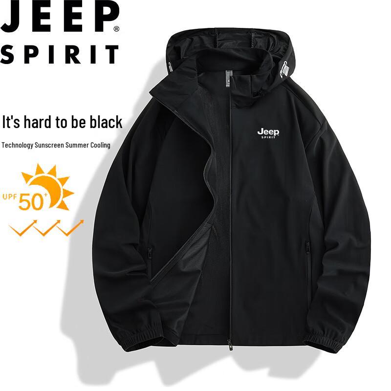 JEEP SPIRIT Men's Summer Long-Sleeve Hooded Sun Protection Jacket
