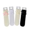 Ballet-style Dui Dui Socks for Women Spring and Summer, Thin Bow-shaped Black Ear-trimmed Mid-calf Socks