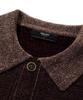 TRILLION Leather Patchwork Velvet Cardigan Knit_Purple Brown