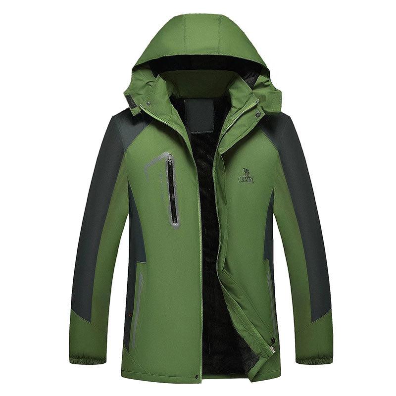 Men's Hooded Waterproof Jacket Winter Mountaineering Snow Warm Jacket Softshell Hooded Thickened Jacket