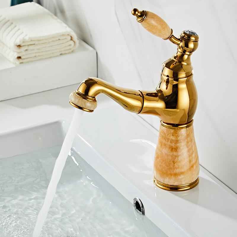 Rose Gold Bathroom Basin Faucets Jade Washroom Basin Sink Tap Mixer Hot Cold Faucet Pull Out Sink Faucet