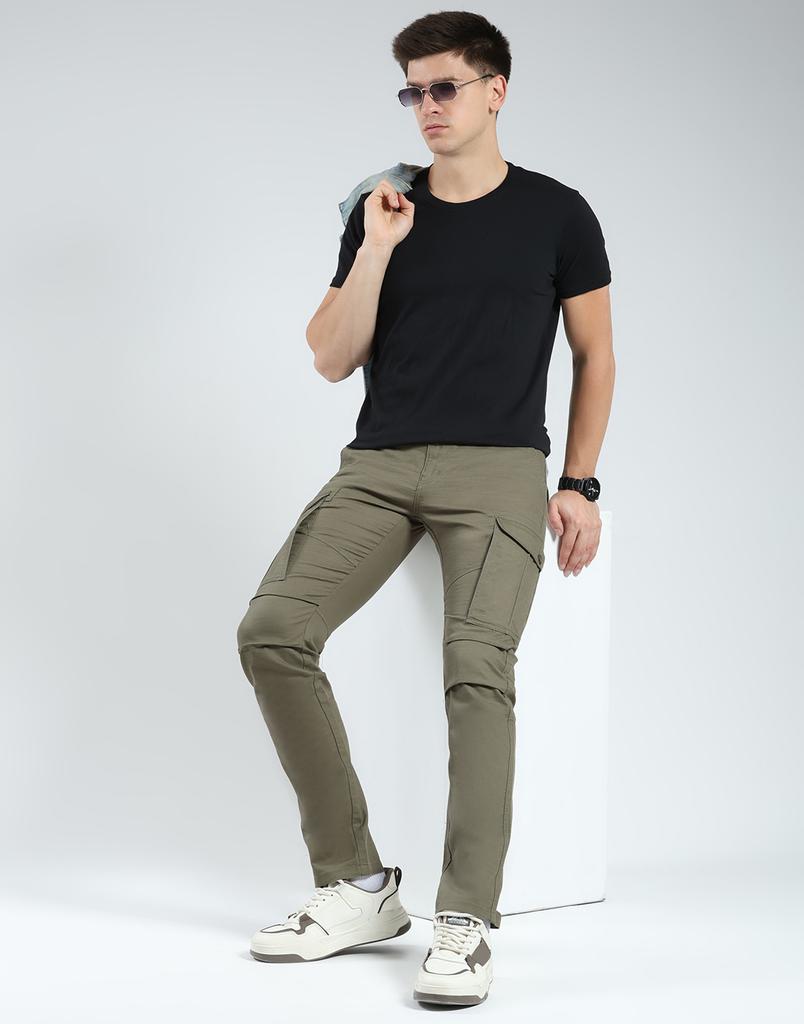 Monte Carlo Men's Slim Fit Solid Cargo Pants
