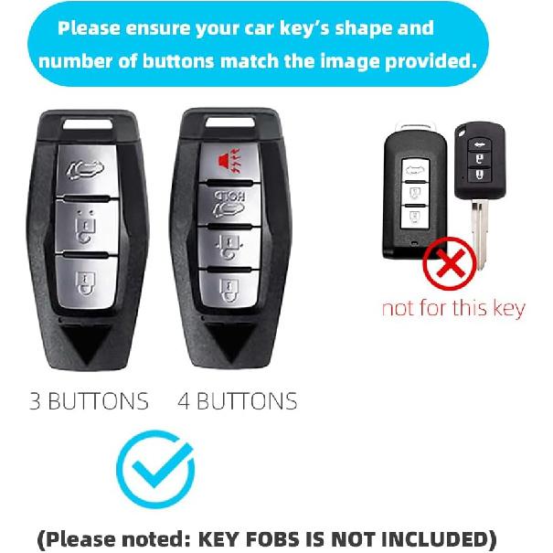 Car Key Fob Cover Compatible with Mitsubishi Outlander 2025 2024 2023 2022 Case TPU Protector Cover Keychain 4 Buttons Gold White