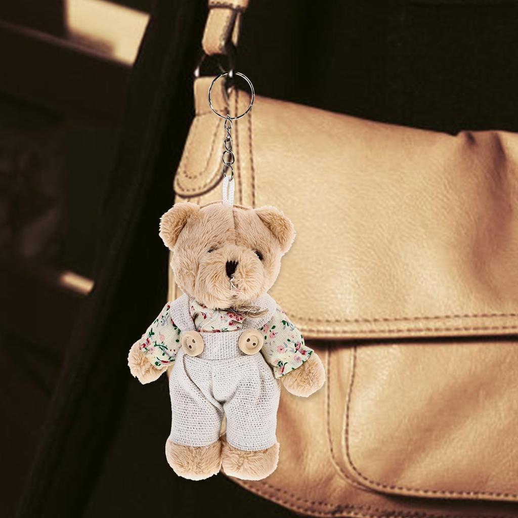 CALLARON Bear Plush Keychain Set of 2, Matching Couple Bag Decorations, Fluffy Bears, Valentine's Day Gift