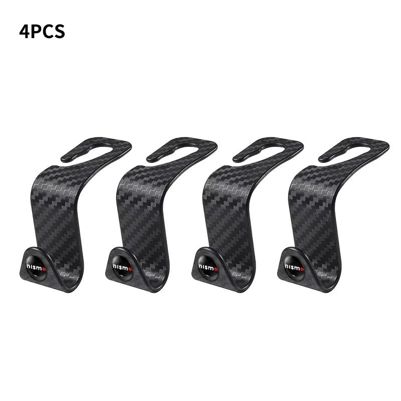 1/2/4pcs Carbon Fibre Car Rear Seat Hook Hanger Storage Organizer Hooks For Nismo Nissan Qashqai Juke X-Trail Patrol Navara Tiid