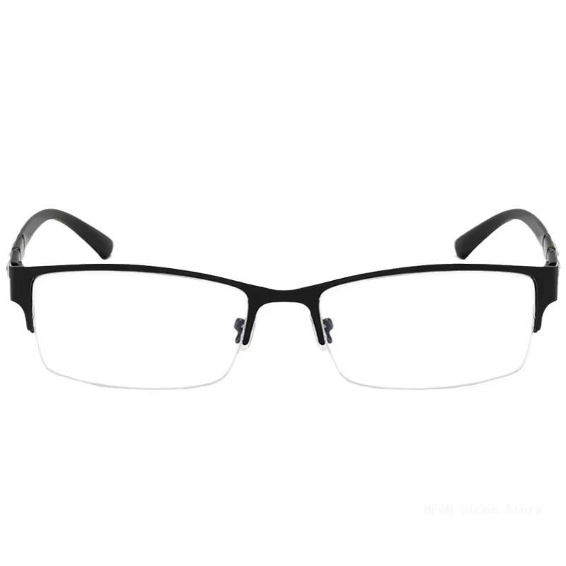 Classical Half Frame Men Business Glasses Ultralight Flexible Eyewear Men Metal Black Frame Blue Light Blocking Clear Lens Square Eyeglasses