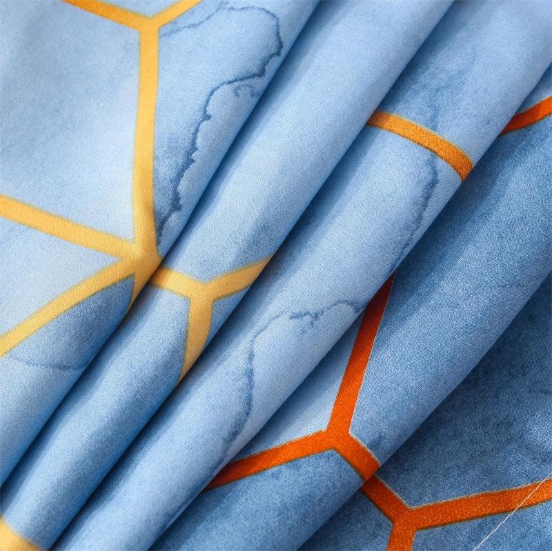 Blue Duvet Cover Collection  3Pcs Geometric Luxury Comforter Cover Blue Honeycomb Diamond Bedding Gilt Gold Bedding Collection With Zipper