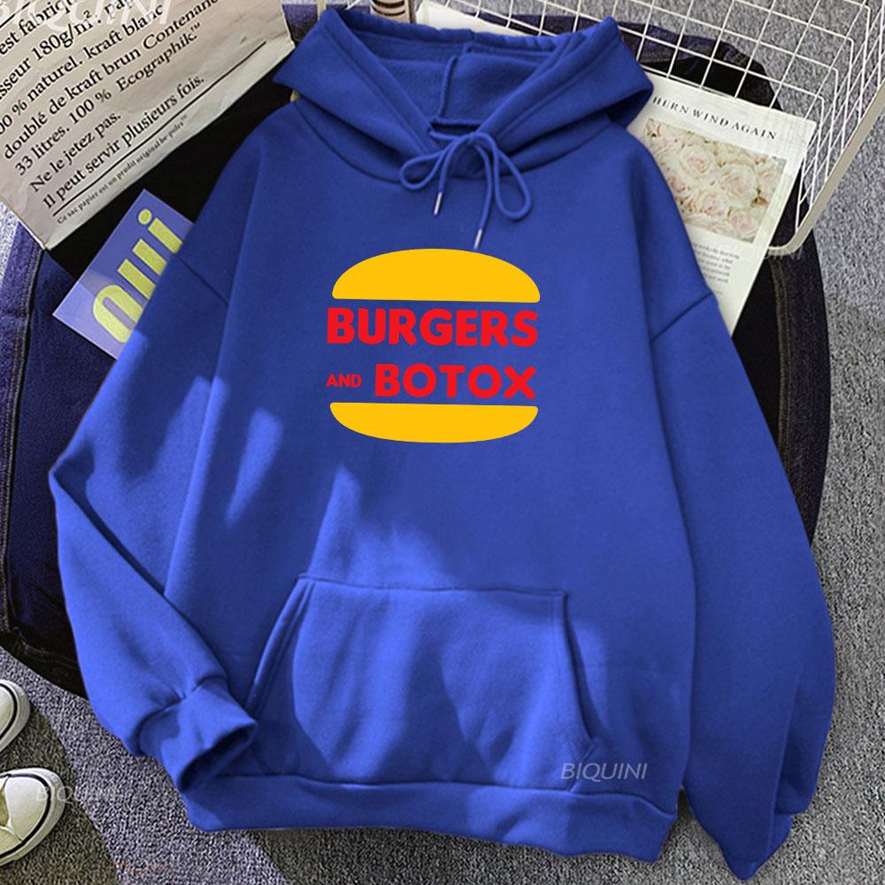 Selling Sunset Burgers and Botox Hoodies Funny Cartoon Graphic Sweatshirts Pocket Ropa Hombre Streetwear Winter Hooded