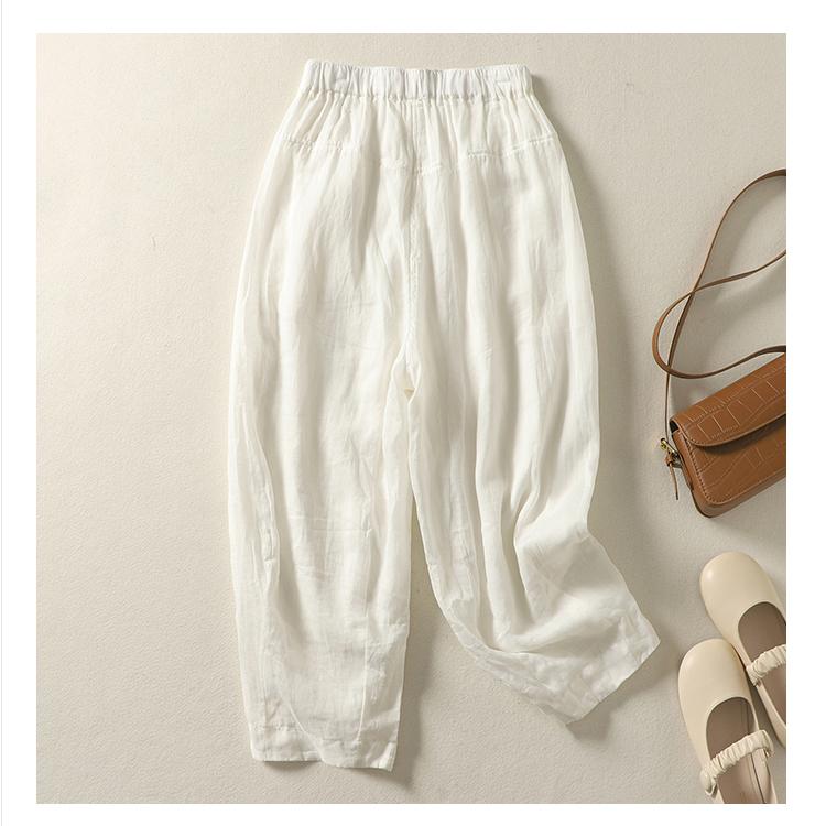 Vintage Harem Pants for Women New Summer Thin Cool High Waist Trousers Female Cotton Blends Casual Loose Pant