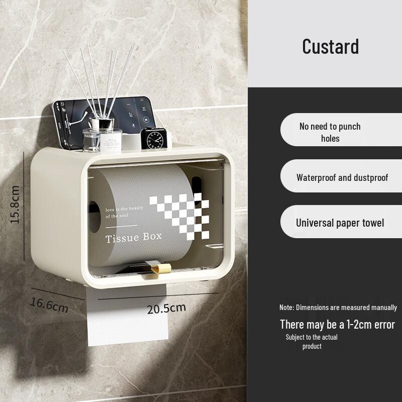 Alliancer No-Drill Wall-Mounted Waterproof Tissue Box with Drawer