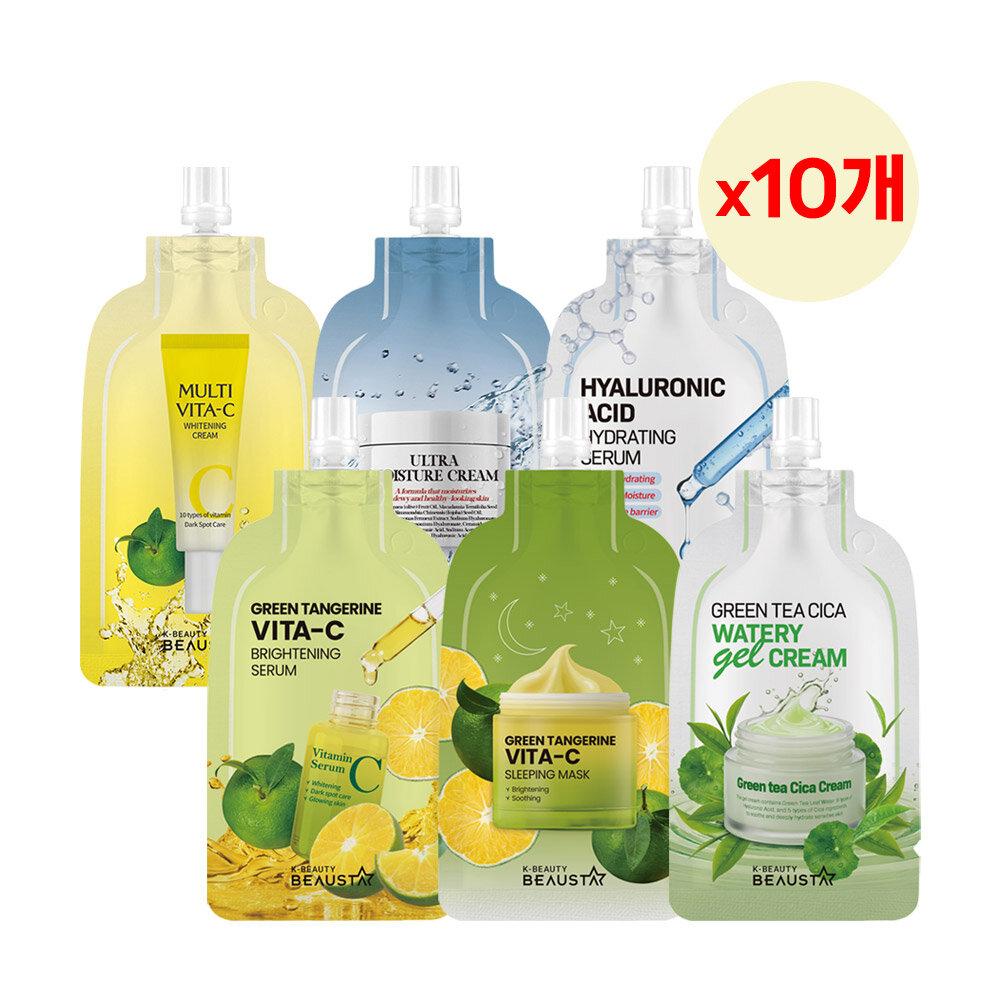 

[10-piece set] BEAUSTA Portable Travel Cosmetic Travel Kit Pouch Collection 06. Green Tea Watery Gel Cream 15mlx10ea