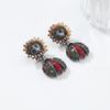 Boho Vintage Insect Stud Earrings With Full Rhinestone Floral Design Women 2025