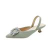 Baotou sandals female 2025 new fairy wind French gentle rhinestone pointed back strap thick heel single shoes