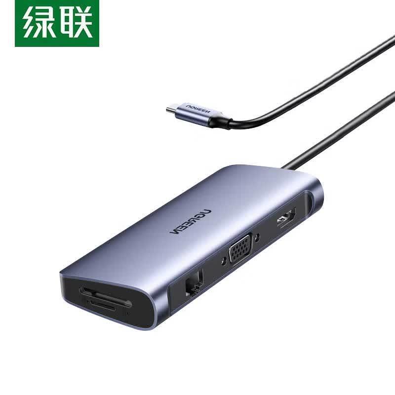 UGREEN USB-C 8-in-1 Docking Station with HDMI, VGA, Ethernet & 100W PD чёрный