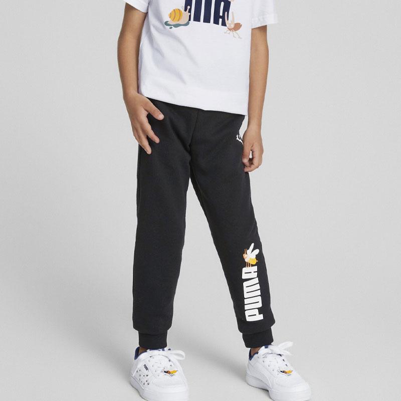 PUMA Lively Cute Lettered Cuffed Casual Pants Kids bottoms Black 670132-01