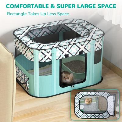 Foldable Cat Delivery Room Enclosure-Polyester Fiber Pet Tent for Cats with Carrying Bag-Spacious and Comfortable Cage Fence for Nursing and Playing