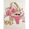 Set Bikini Costume da Bagno da Donna Multicolore Tessuto Reversibile Laccetti Laterali Costume da Bagno 0881