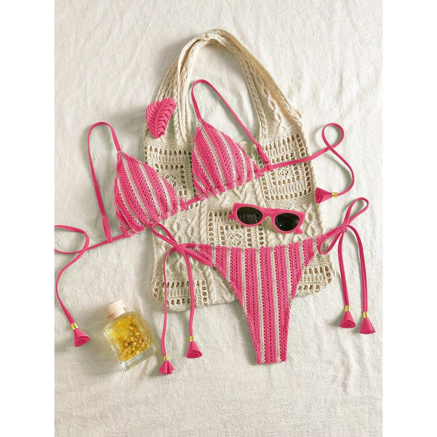 Set Bikini Costume da Bagno da Donna Multicolore Tessuto Reversibile Laccetti Laterali Costume da Bagno 0881