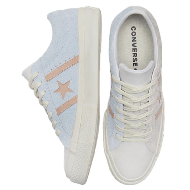 Material Block X Converse One Star Academy Non-slip and Wear-resistant Low-top Board Shoes Unisex White and Blue Stitching