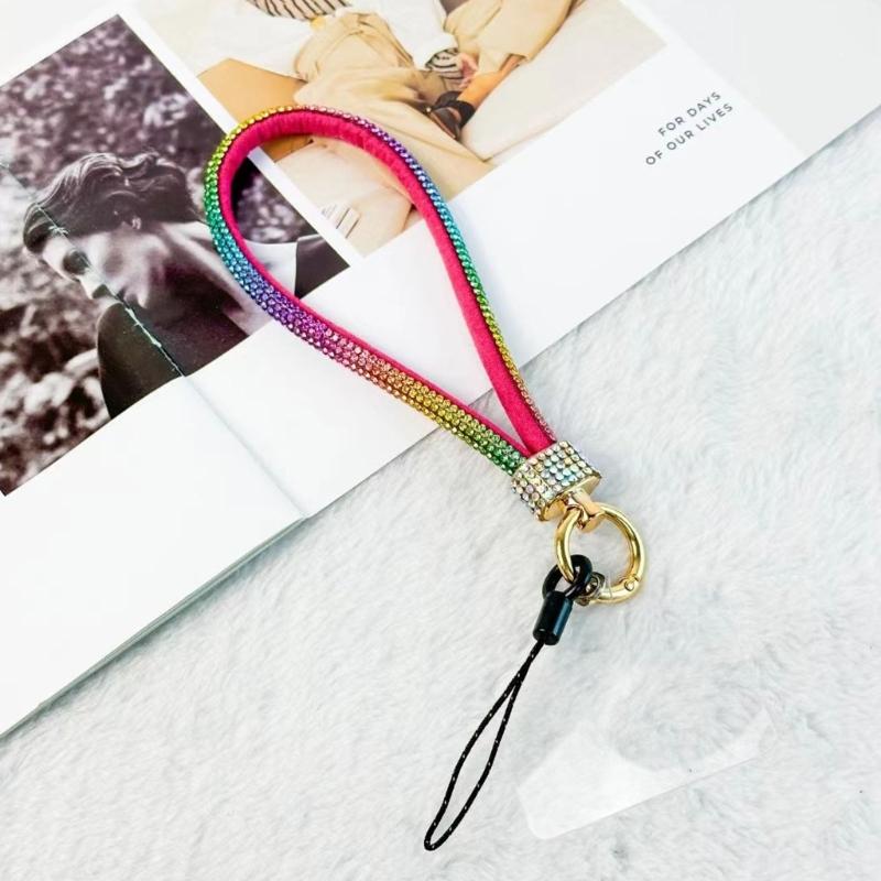 Sparkling Rhinestones Phone Lanyard Short Wristband Secure Carry Solution Business Casual Wrist Strap