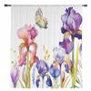 Iris Flower Summer Plant Butterfly Sheer Curtains For Living Room Kitchen Window Curtains Bedroom Tulle Voile Curtains
