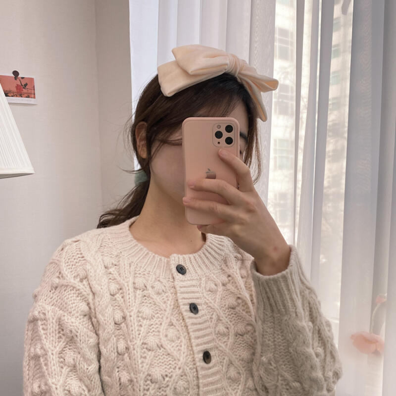 4-color velvet double king ribbon headband big size hairband Navy