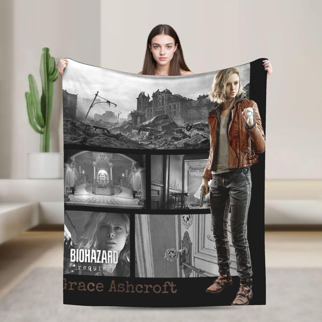 Resident Evil Leon Kennedy Plush Blanket Girls Boys  Flannel Throw Blanket For Living Room Soft Quality Bedspread Gift Idea