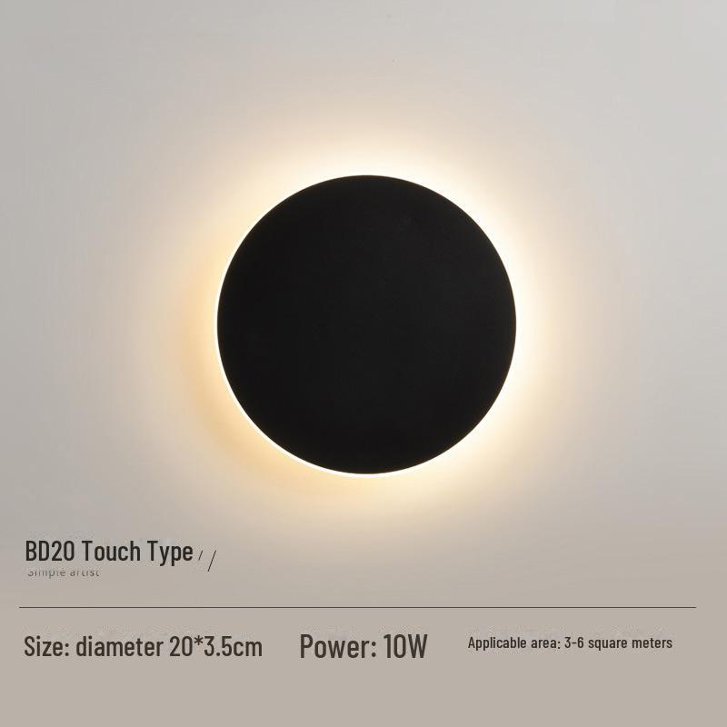 Nordic Modern LED Wall Lamp for Bedroom, Corridor, Staircase - Touch Control, Round Shape - Simple and Stylish Design