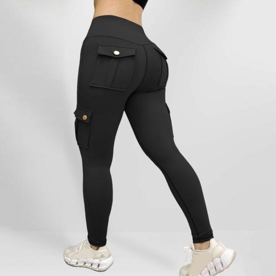 Damskie spodnie sportowe Spodnie do jogi Slim Fit Wysoka talia Elastyczna, szybkoschnąca, obcisła, miękka, oddychająca, jednokolorowe kieszenie Damskie spodnie do joggingu