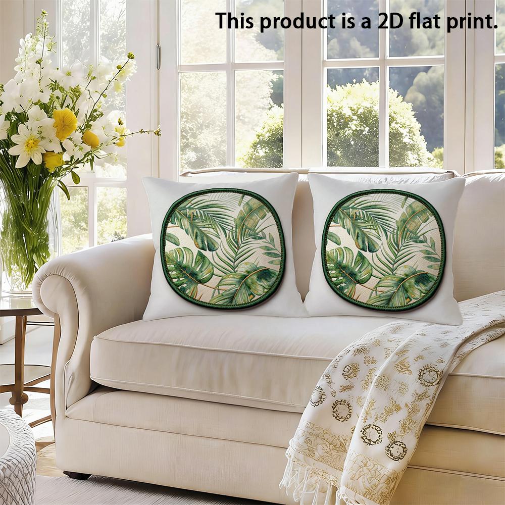 2pcs Tropical Palm Monstera Leaf Throw Pillow Covers 2 Pack Bohemian Botanical Cushion Cases for Sofa Bedroom Decor