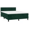 Box Spring Bed with Mattress & LED Lights Dark Green 140x200 Cm Velvet
