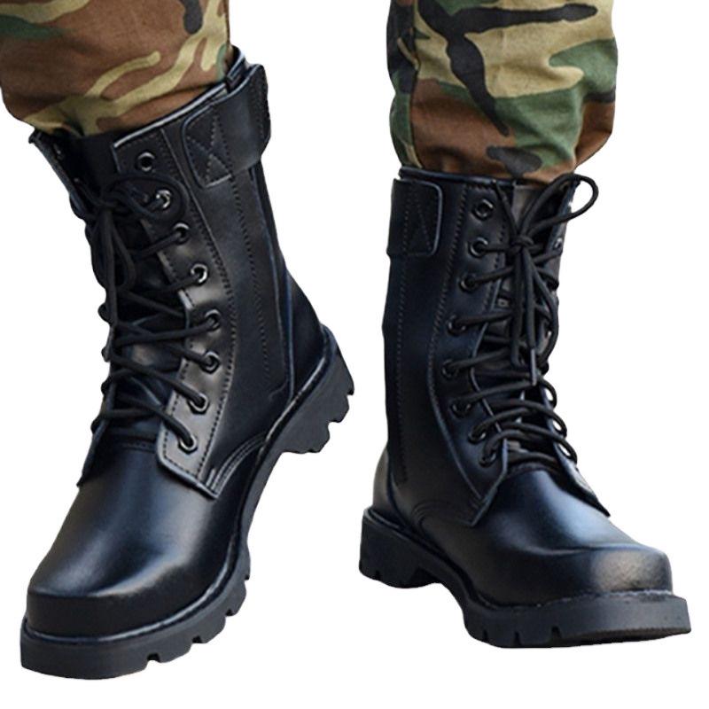 Men's Spring & Autumn Outdoor Combat Boots: Special Forces-Inspired, Hook & Loop, Waterproof, Wear-Resistant, High-Top Military Martin Work Boots.