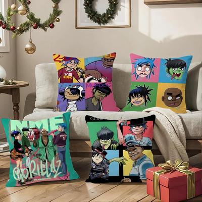 Muzikos spaudiniai G-Gorillaz Pagalvės užvalkalas Itin minkštas odai draugiškas audinys Debesies tipo komfortas ir paslėptas užtrauktukas