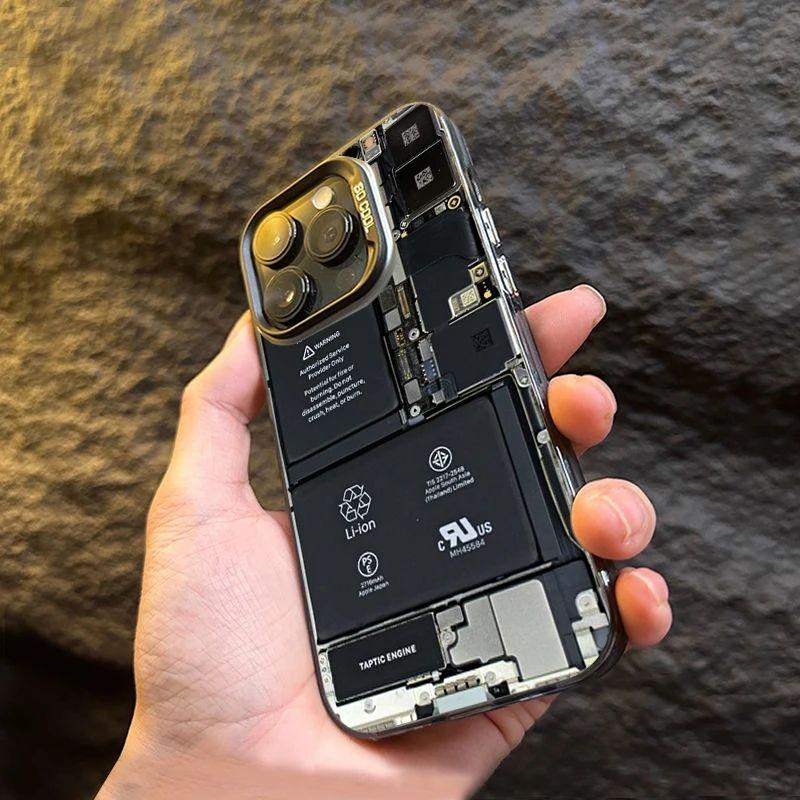 Creative Circuit Board Pattern Electroplate Sier IMD Case For iPhone 15 14 Max 11 12 13 Pro 7 8 Plus X XR Shockproof Cover