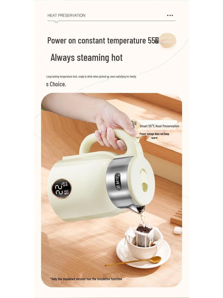 Wanlida Intelligent Electric Kettle: Stainless Steel, Adjustable Temperature, Keep Warm Function for Consistent Boiling