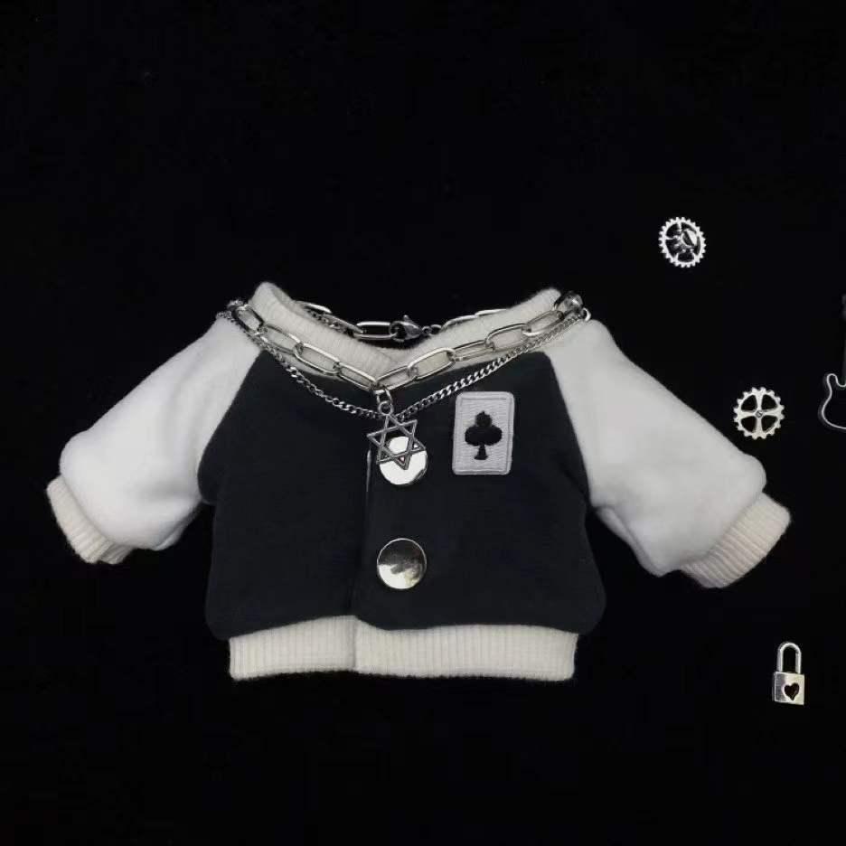 

Star Style 20cm Doll Clothes: Black & White Embroidered Baseball Uniform Set 20cm Doll Clothes (without Necklace)