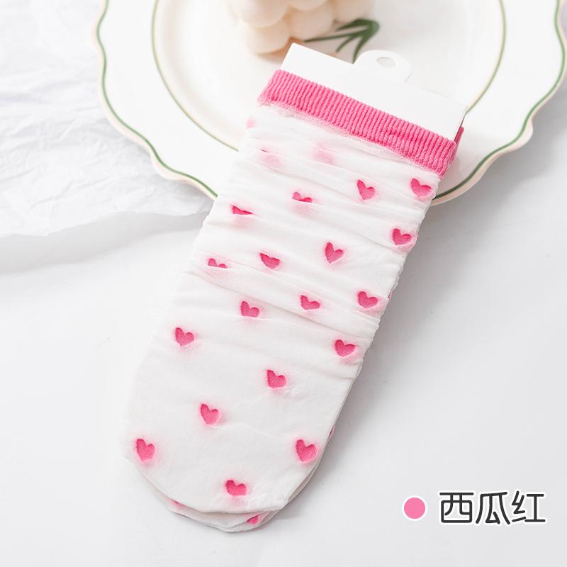 Children Summer Ultra-thin Transparent Love Crystal Socks Girls Baby Breathable Korean Cute Princess Ice Silk Socks Summer Style