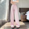 Women's Satin High-Waisted Acetate Wide-Leg Pants - Sun Protection Cool Ice Silk Drape for Short People