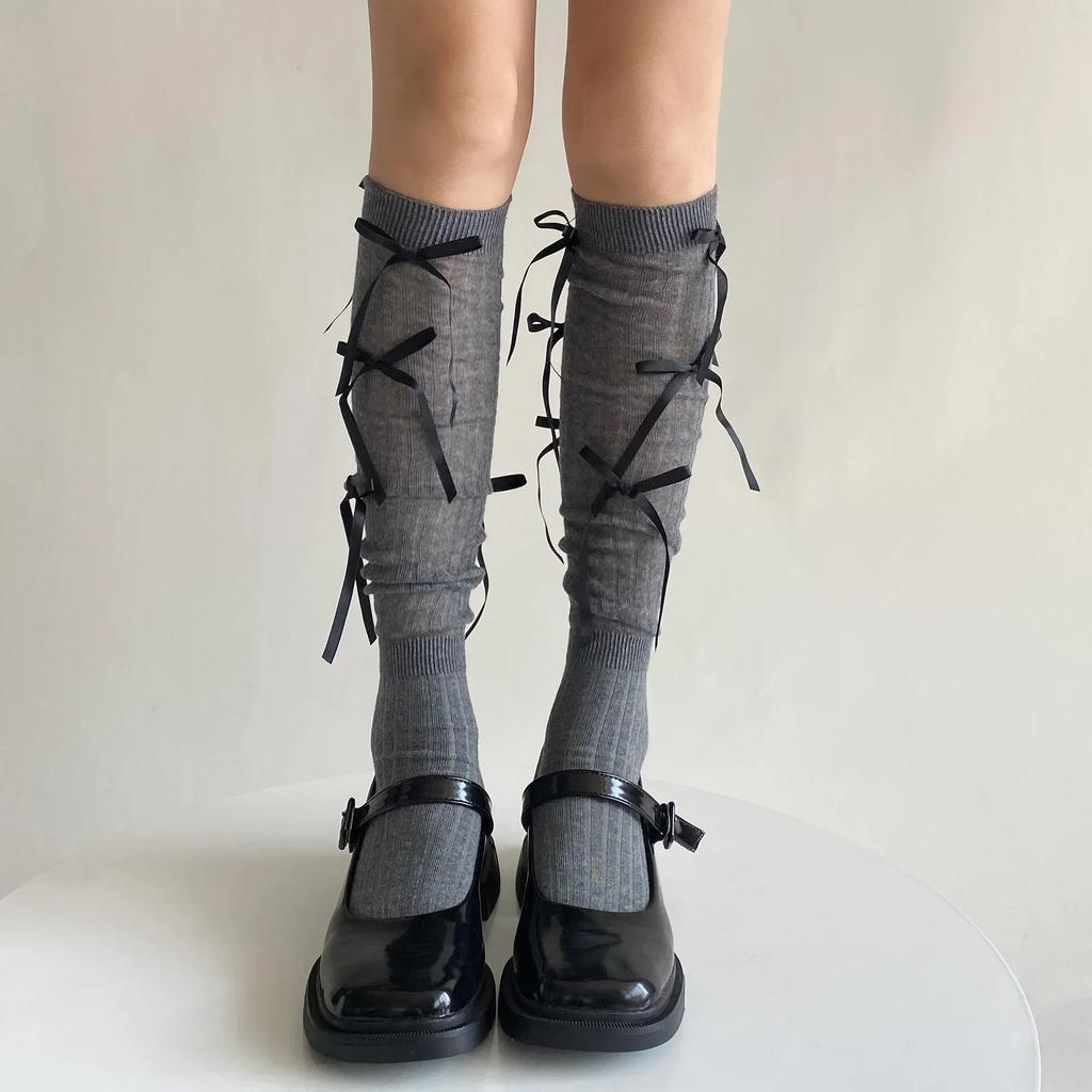New Kawaii Bowknot Knee High Socks Thigh High Stockings Cute Long Socks Stockings Women Lolita Jk Japanese Style Thigh High Sock