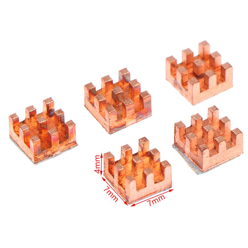5Pcs Pure Copper Mini Heat Sink Memory Ram Adhesive Back Cooling For Mos Ic Chipset Radiator Cooler Heatsink
